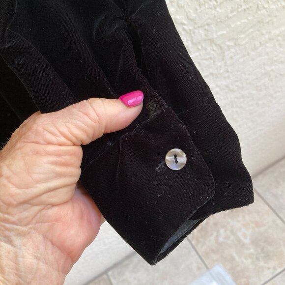 VINTAGE J.CREW VELVET SHIRT SZ L BLACK BLOUSE /JACKET - Picture 5 of 9